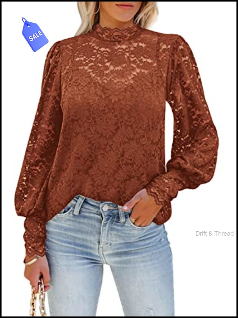 Womens Floral Lace Long Sleeve Mock Neck Blouse with Cami Dressy Casual Top